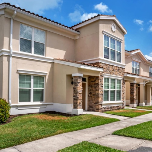 exterior rendering of building showing nearby landscaping